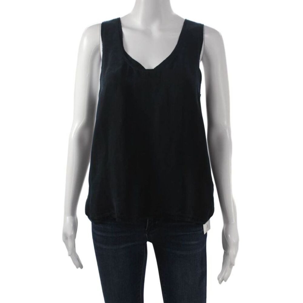 Pharaoh Womens Black Cupro Scoop Neck Sleeveless Basic Tank Size 1
